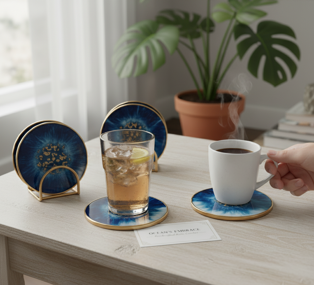 Designer Resin Coaster Set